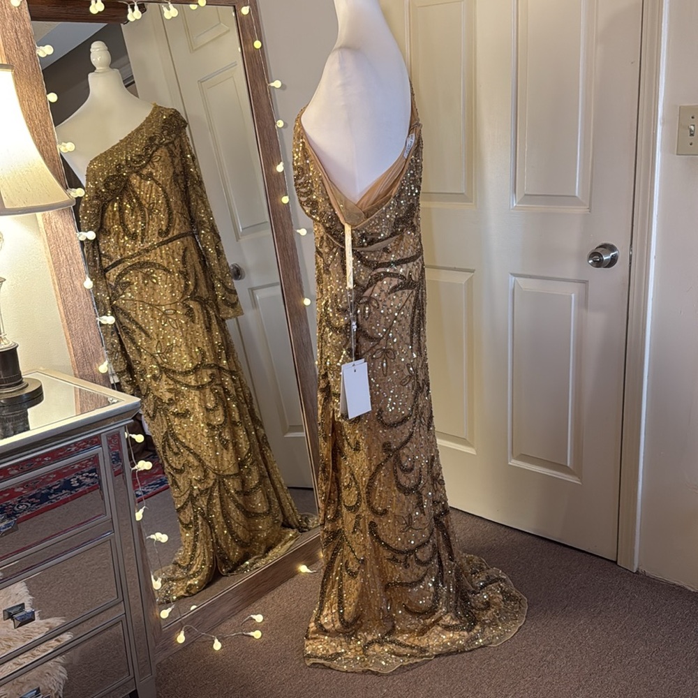 Mac Duggal Gold One Shoulder Dress - Picture 10 of 16